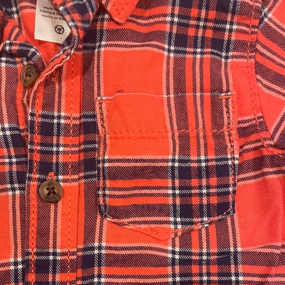 Carter's Boys Baby Red & Navy Plaid Button Down Collared Shirt - Picture 3 of 5
